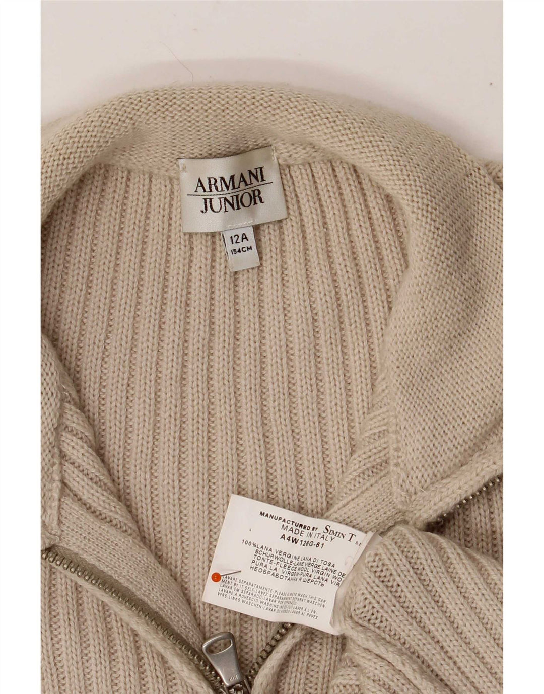 Кардиган Armani для мальчиков 11-12 лет Бежевый из натуральной шерсти