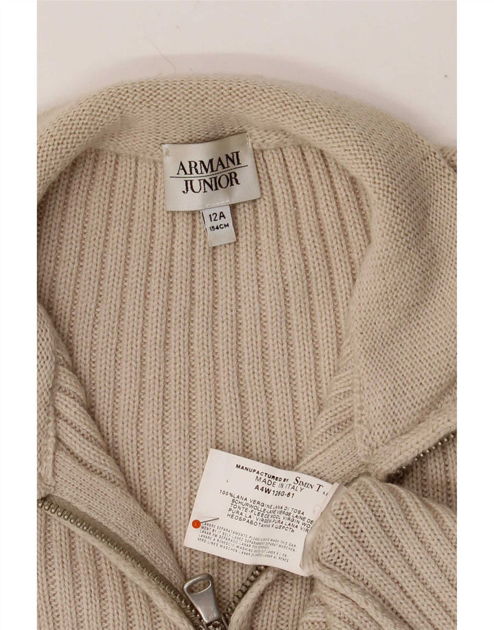 Кардиган Armani для мальчиков 11-12 лет Бежевый из натуральной шерсти