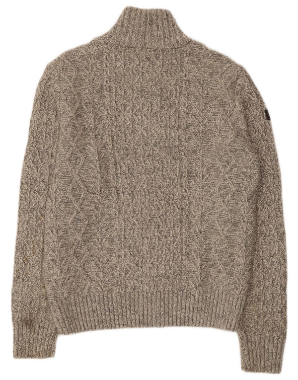 SUPERDRY Мужской джемпер с воротником на молнии, большой бежевый шерстяной свитер в крапинку