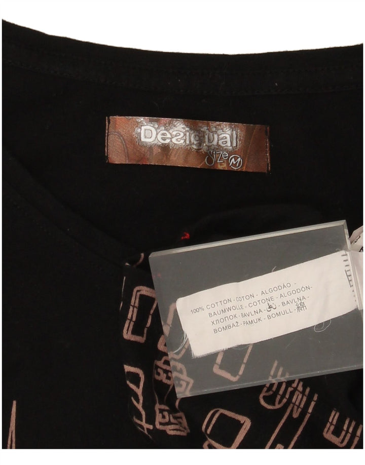 Женский топ Desigual Barcelona с графическим рисунком, длинный рукав, Великобритания, 12, средний черный, хлопок