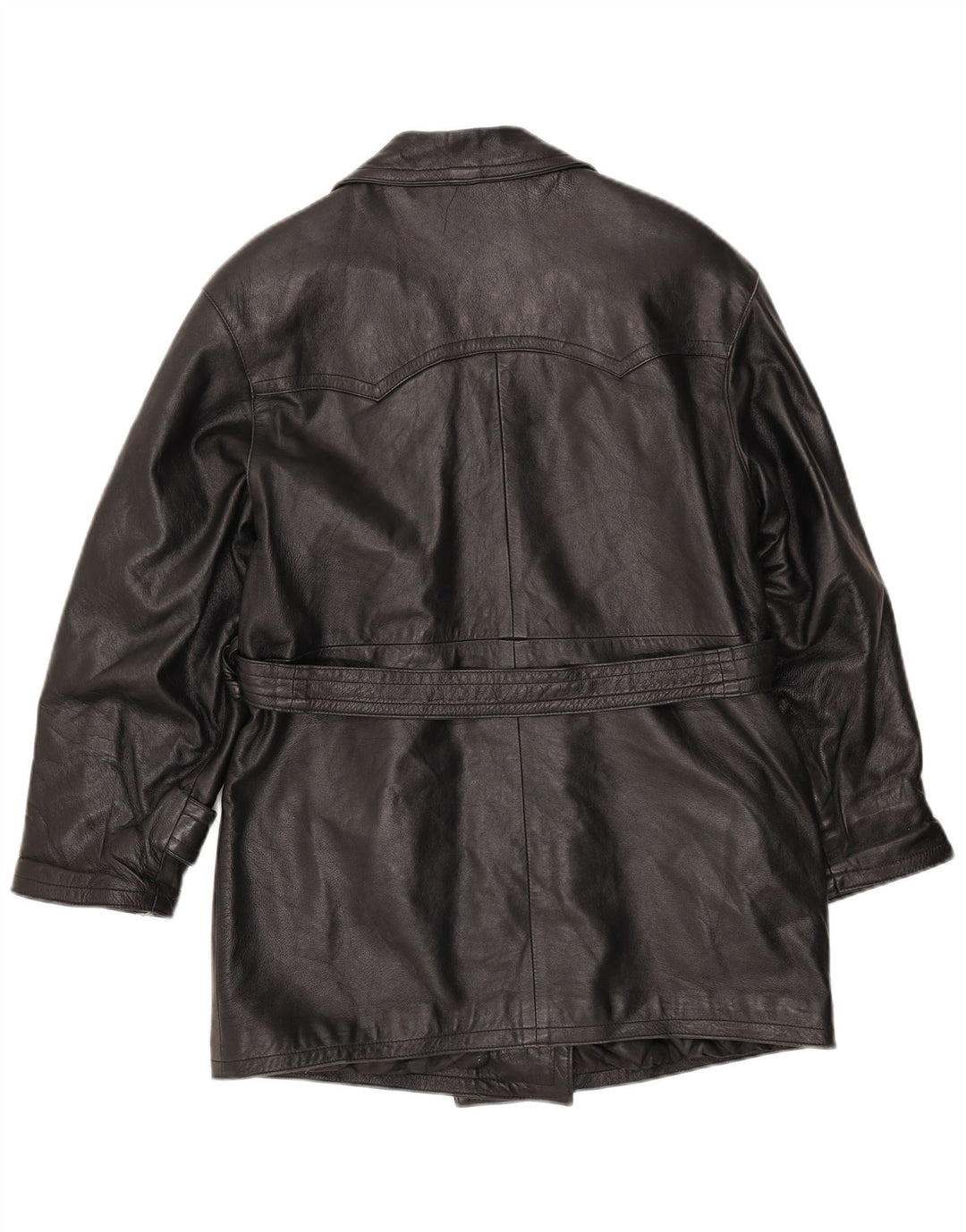 LAVORAZIONE ARTIGIANA Женское Пальто UK 12 Среднее Черное Кожаное