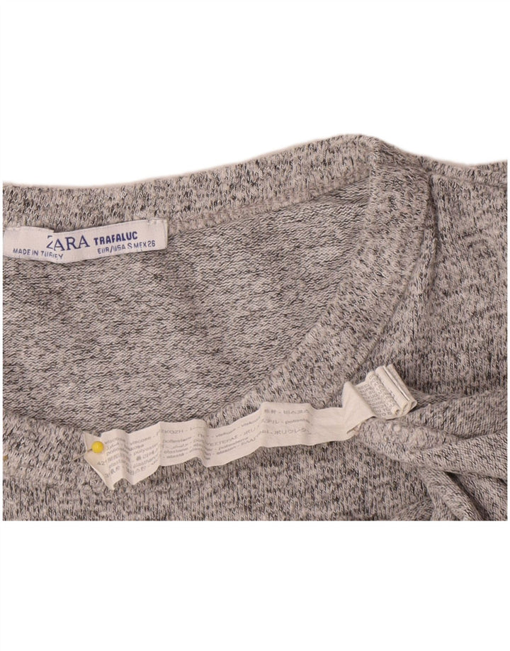 Женский укороченный топ Zara с длинным рукавом UK 8, маленький серый вискоза