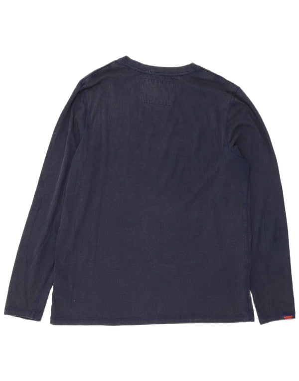 Мужской топ с рисунком Superdry с длинным рукавом XL, темно-синий, хлопок