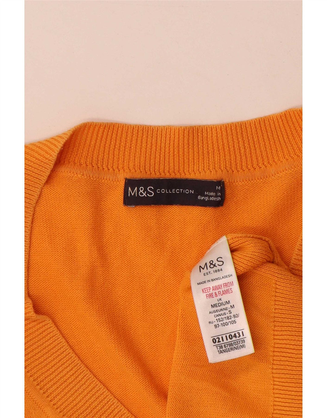 Мужской джемпер с v-образным вырезом Marks & Spencer, средний оранжевый хлопковый свитер