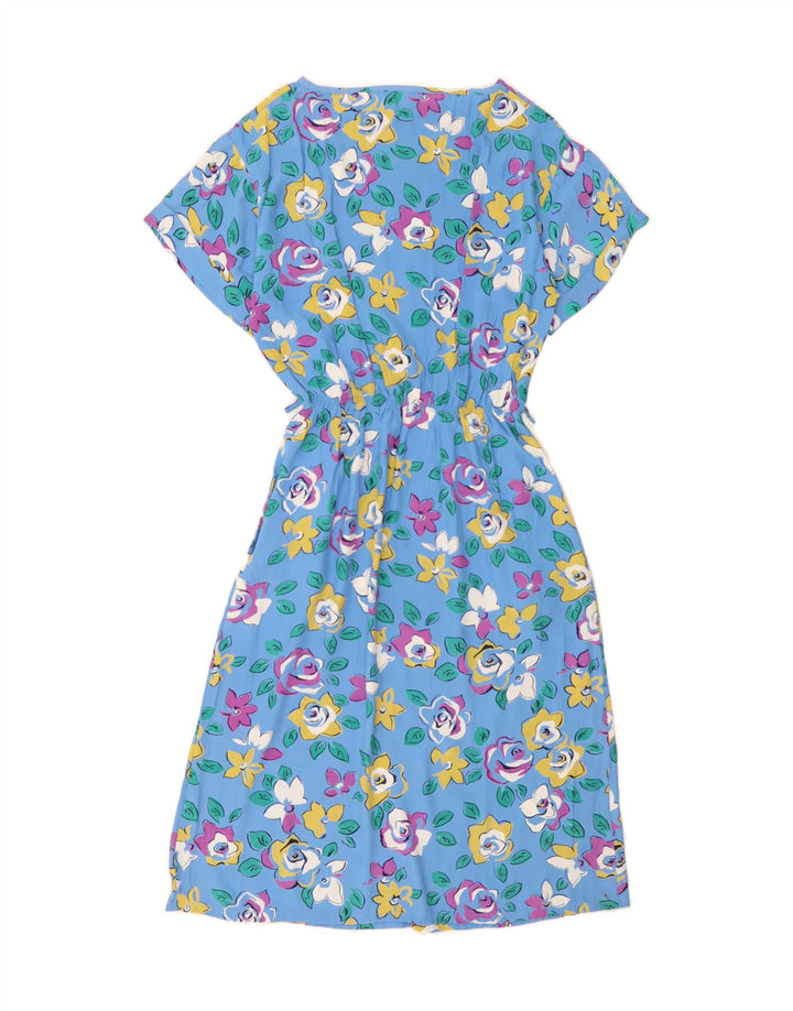 VINTAGE Womens A-Line Dress EU 40 Medium Blue Floral Viscose Vintage Vintage and Second-Hand Vintage from Messina Hembry 