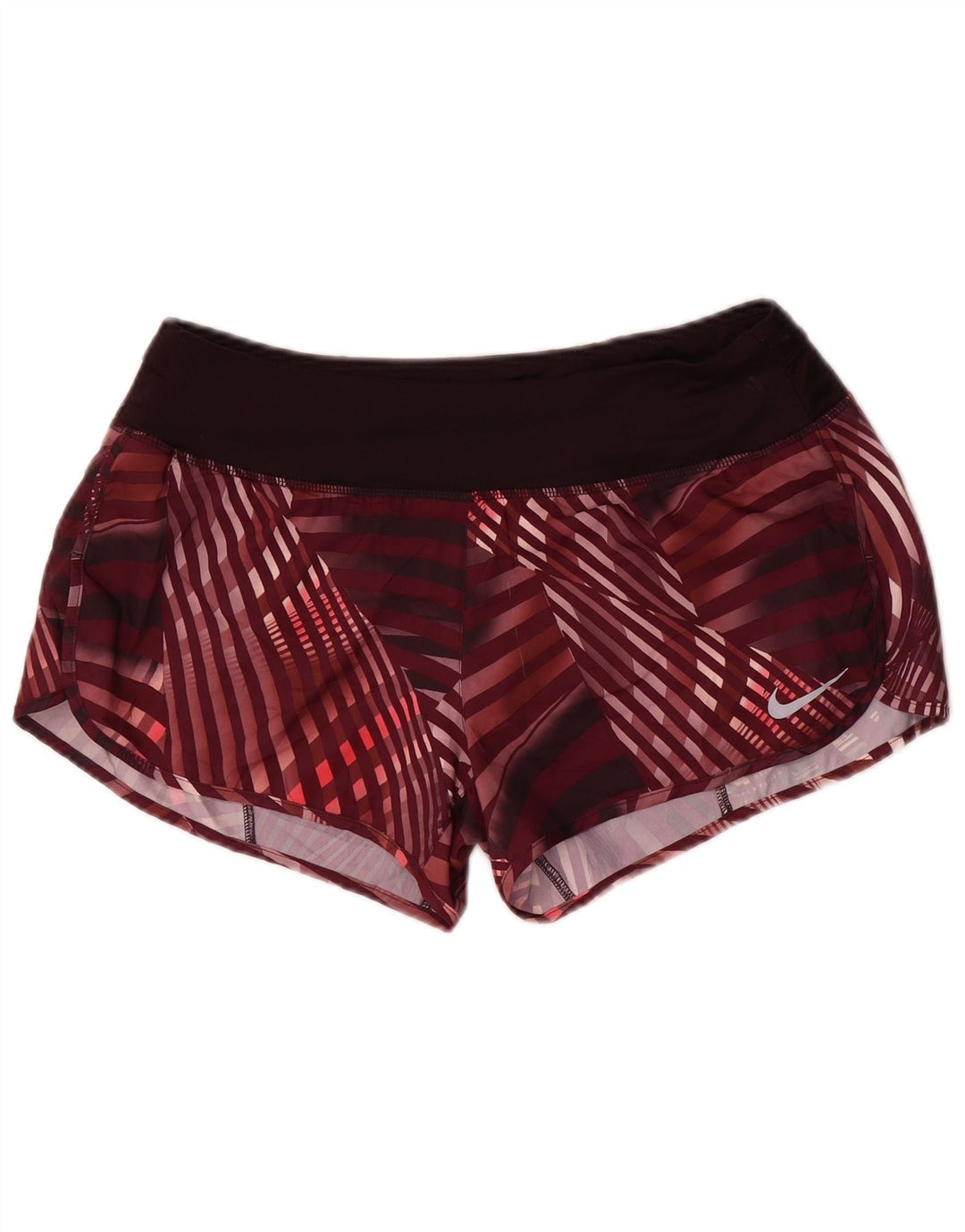 Женские спортивные шорты Nike Dri Fit UK 14, полиэстер среднего бордового цвета в клетку