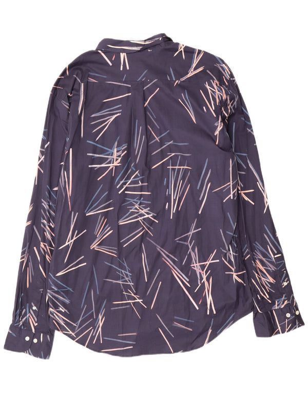 Мужская рубашка Gant, размер 47/48, 19, 3XL, темно-синяя, хлопок с геометрическим рисунком
