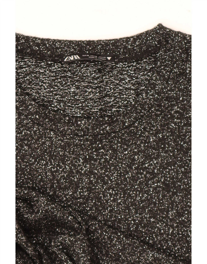 Женский топ с длинным рукавом Zara UK 12, средний черный