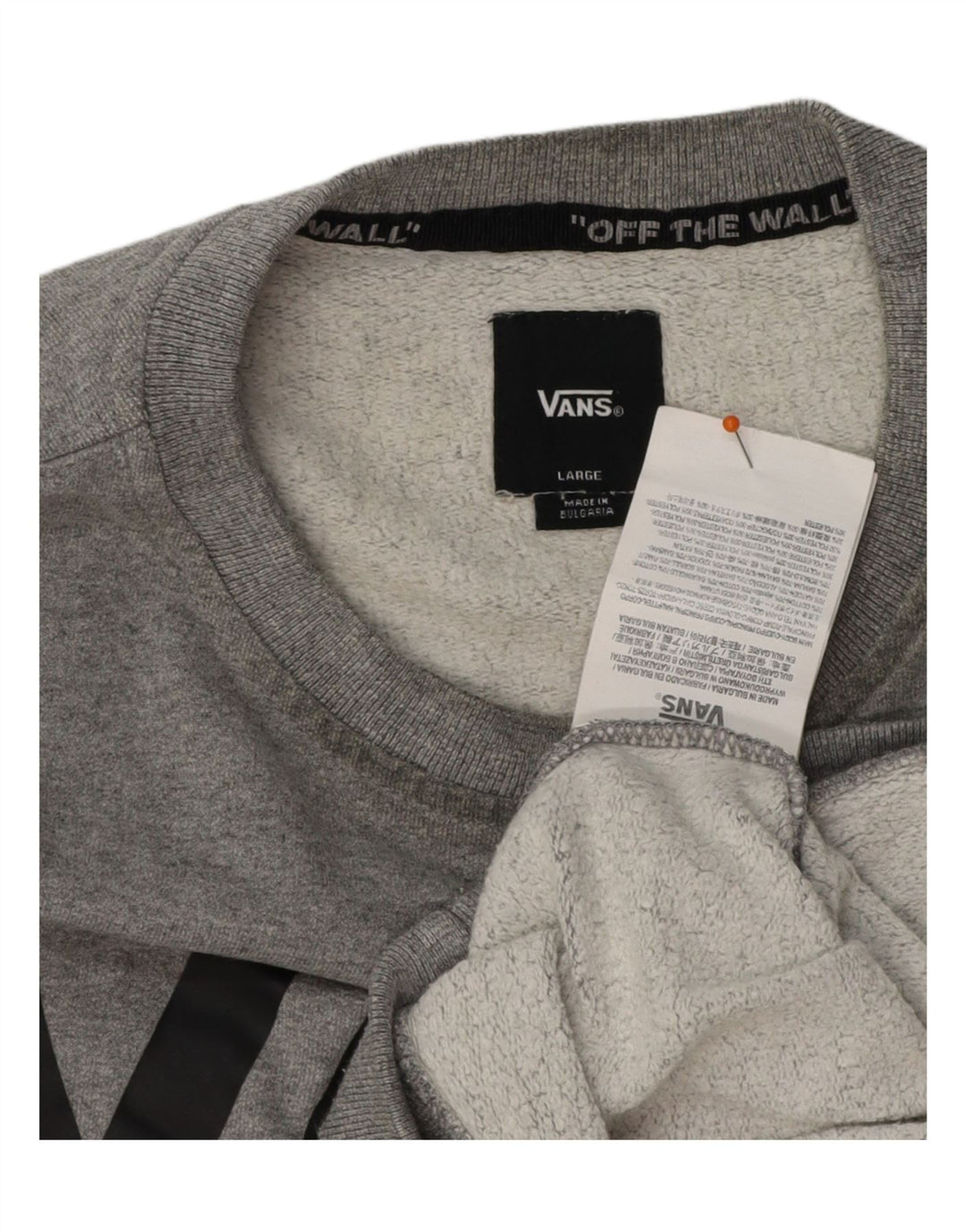 VANS Mens Graphic Sweatshirt Jumper Large Grey Cotton