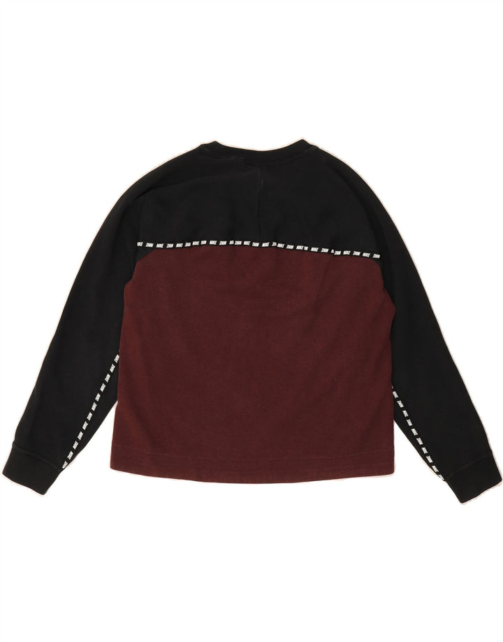 NIKE Womens Oversized Sweatshirt Jumper UK 10 Small Maroon Colourblock Vintage Nike and Second-Hand Nike from Messina Hembry 