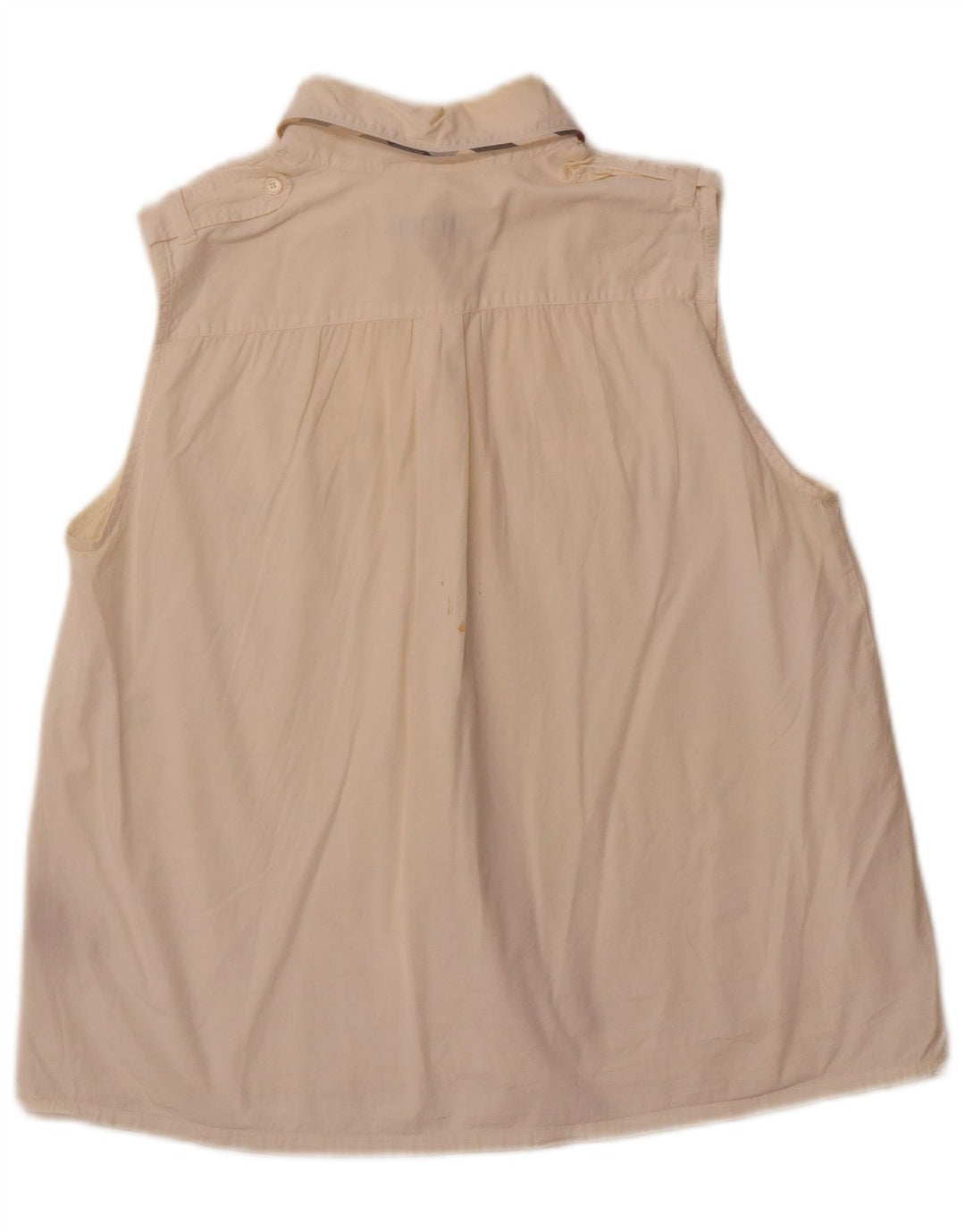 BURBERRY Женская рубашка в стиле милитари без рукавов UK 14, большой размер, белый хлопок