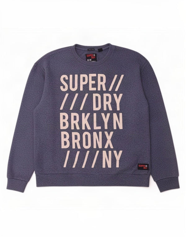 Superdry Womens Graphic Sweatshirt Jumper UK 10 Small Blue Flecked
