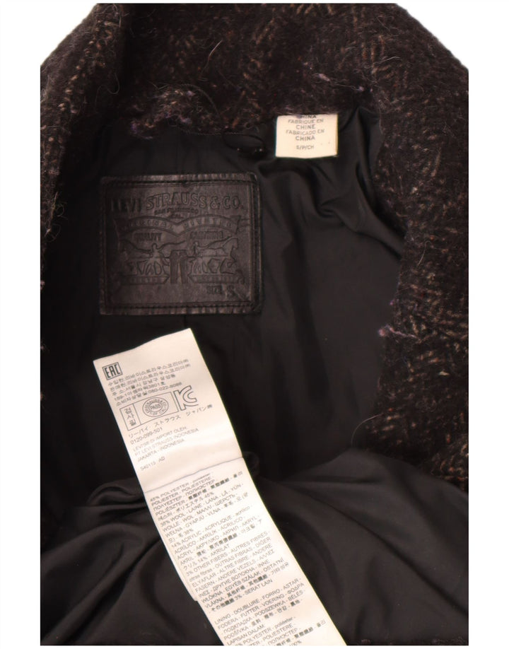 Женское пальто оверсайз Levi's UK 10, маленький черный полиэстер с узором «елочка»