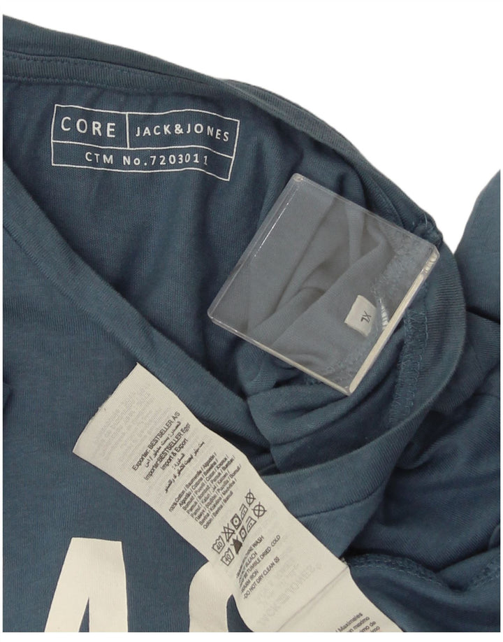 Мужская футболка с рисунком JACK & JONES, топ XL, синяя, хлопок