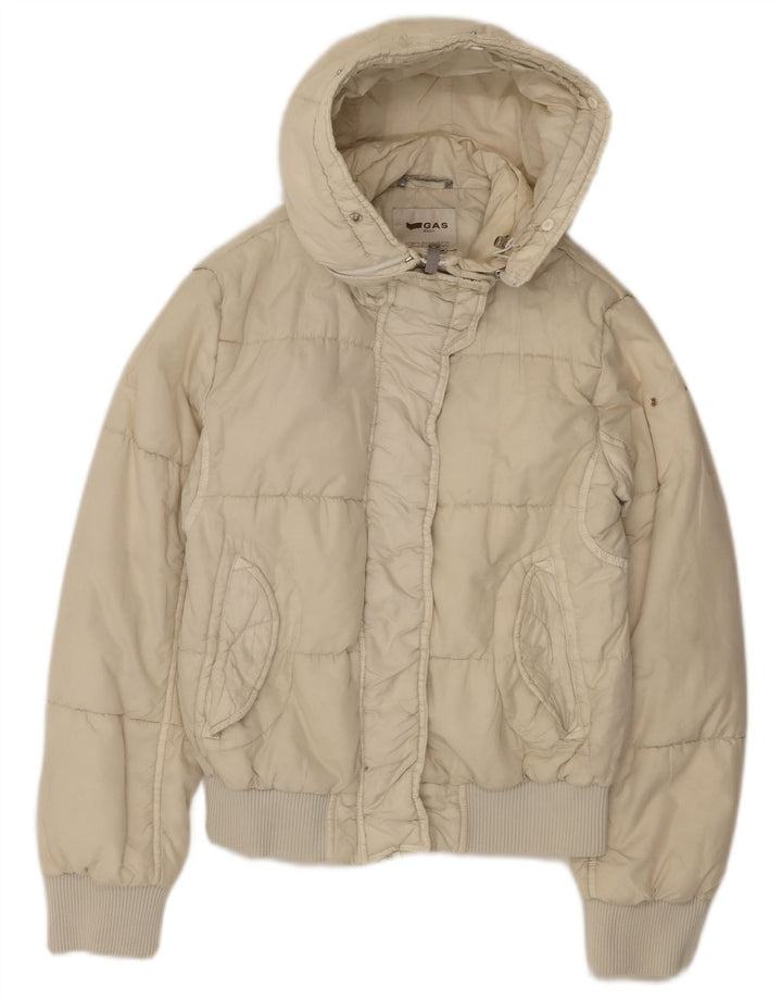 Gas Женская утепленная куртка с капюшоном IT 44 Medium Off White Полиамид