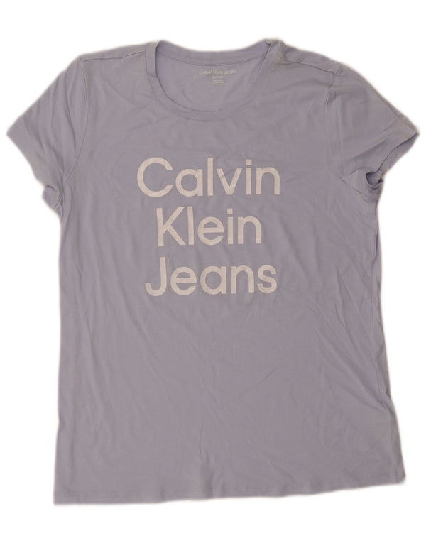 Calvin Klein Jeans Womens Graphic T-Shirt Top UK 18 XL Purple Cotton