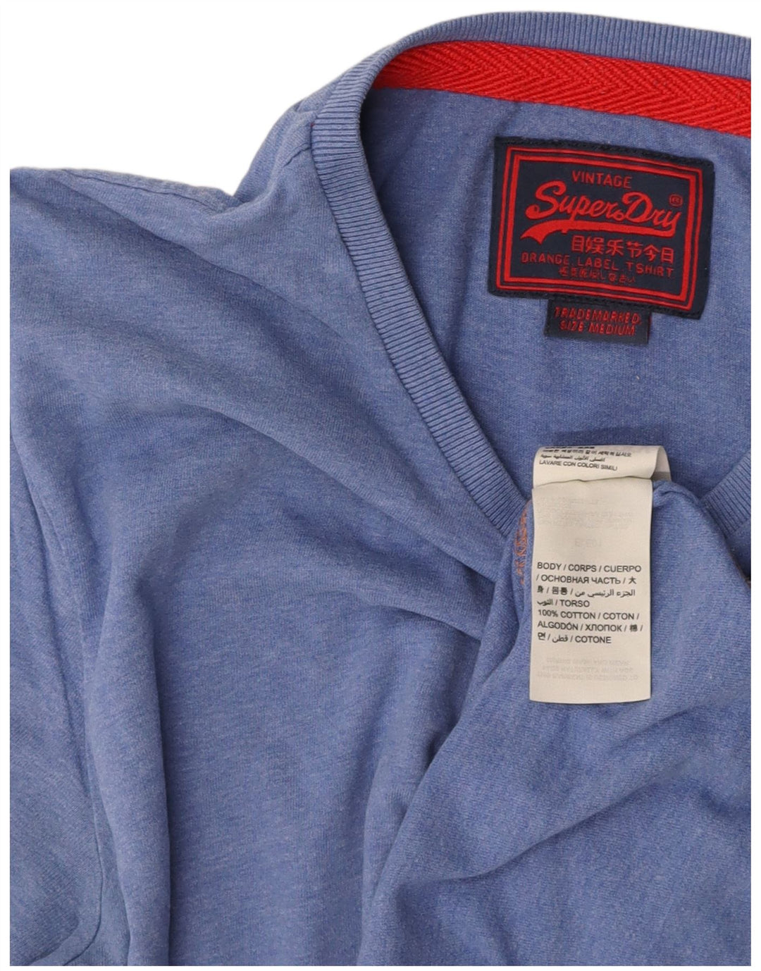 SUPERDRY Mens T-Shirt Top Medium Blue Cotton