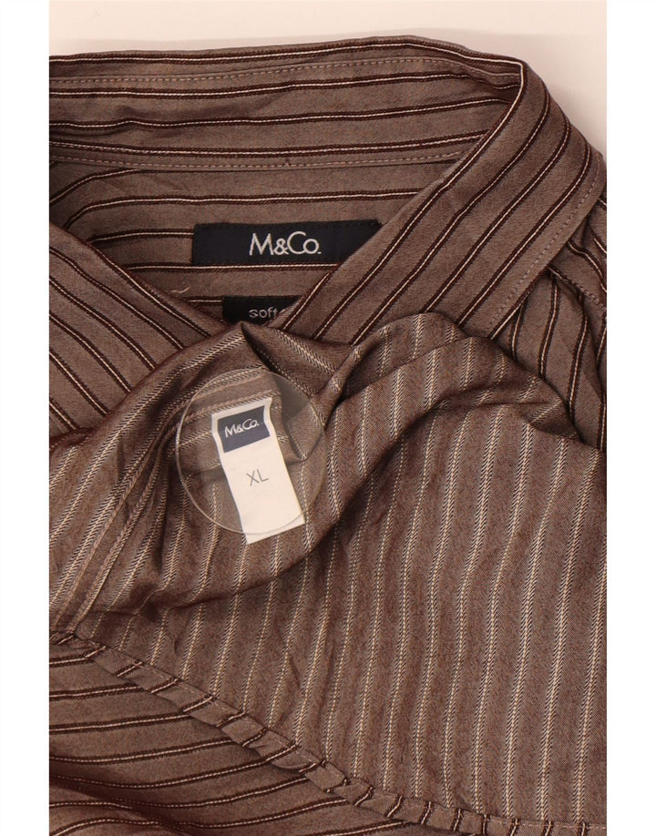 Мужская рубашка M&Co XL из вискозы в коричневую полоску