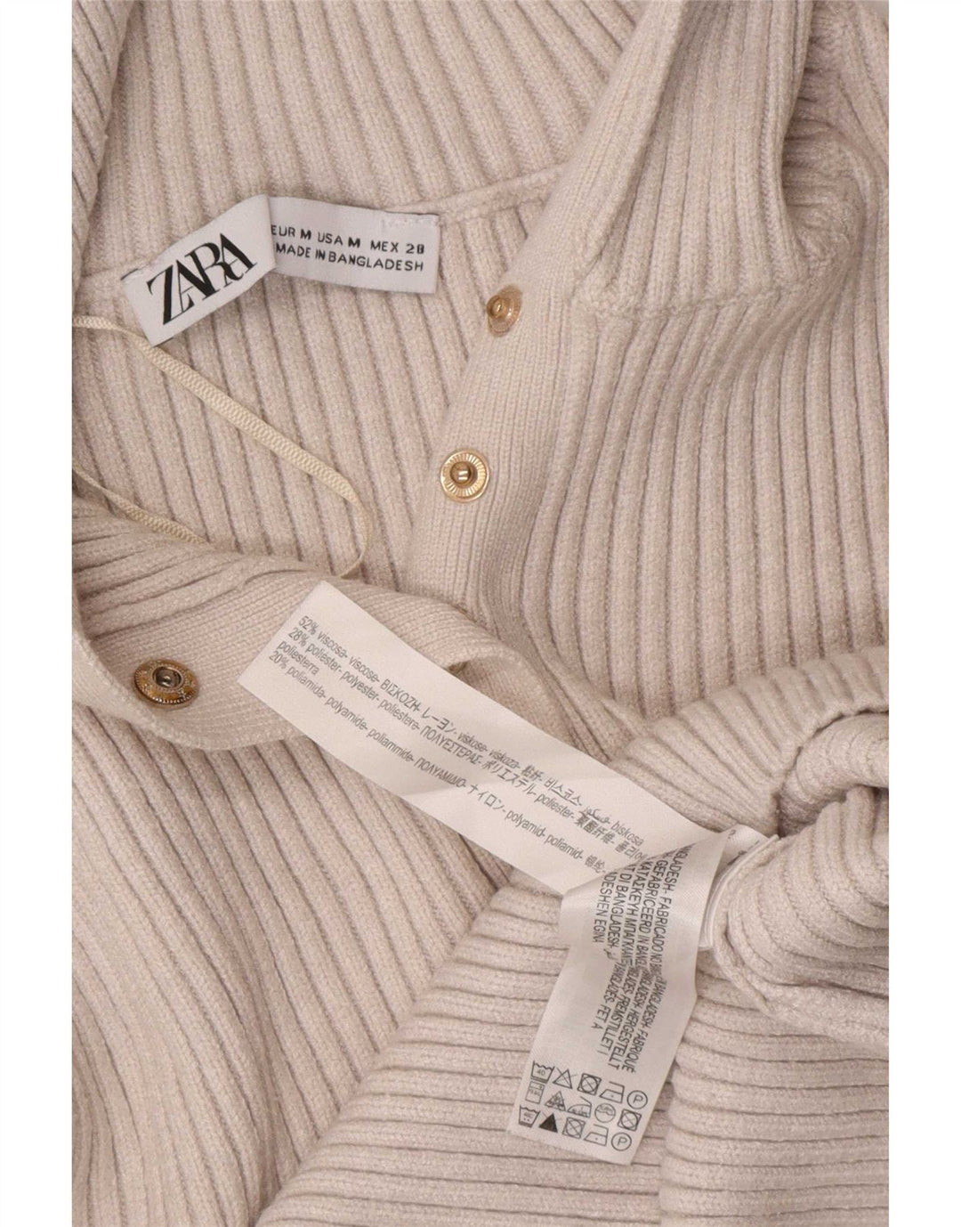 Женский укороченный топ Zara с длинным рукавом UK 12, средний белый, вискоза