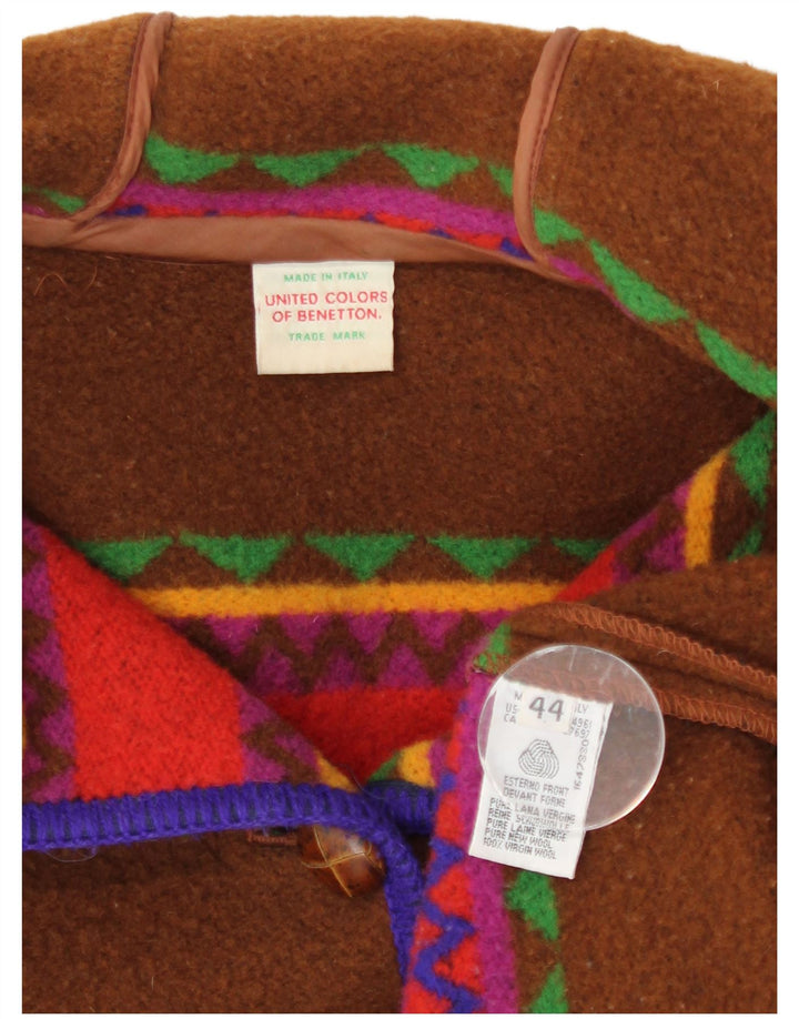Benetton Женское пальто большого размера с капюшоном IT 44 Medium Brown Fair Isle