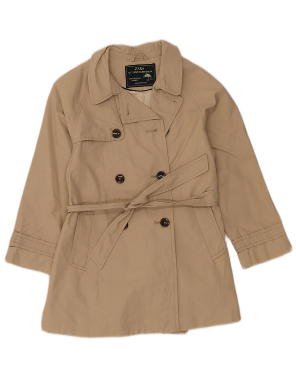 Плащ Zara для девочек 7-8 лет, бежевый, хлопок