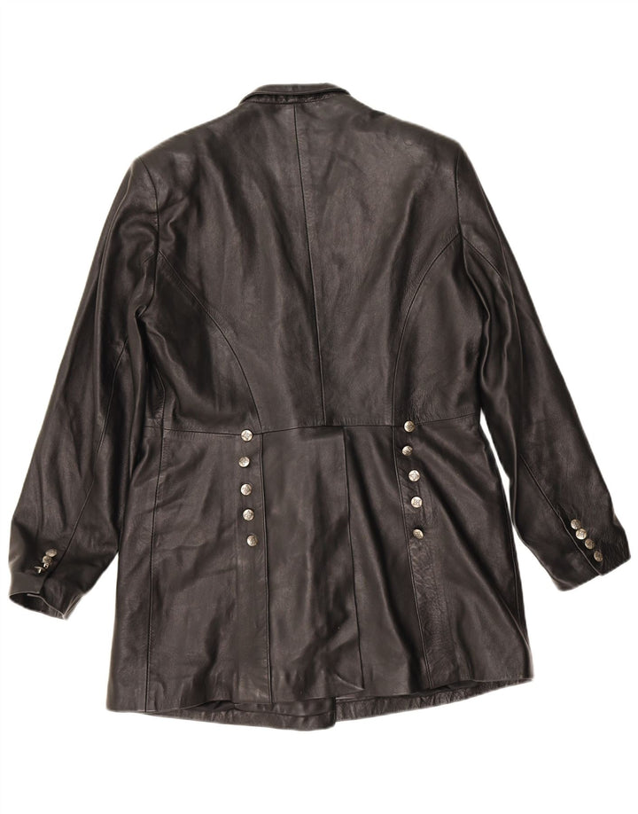 Винтажное женское кожаное пальто UK 18 XL, черное кожаное