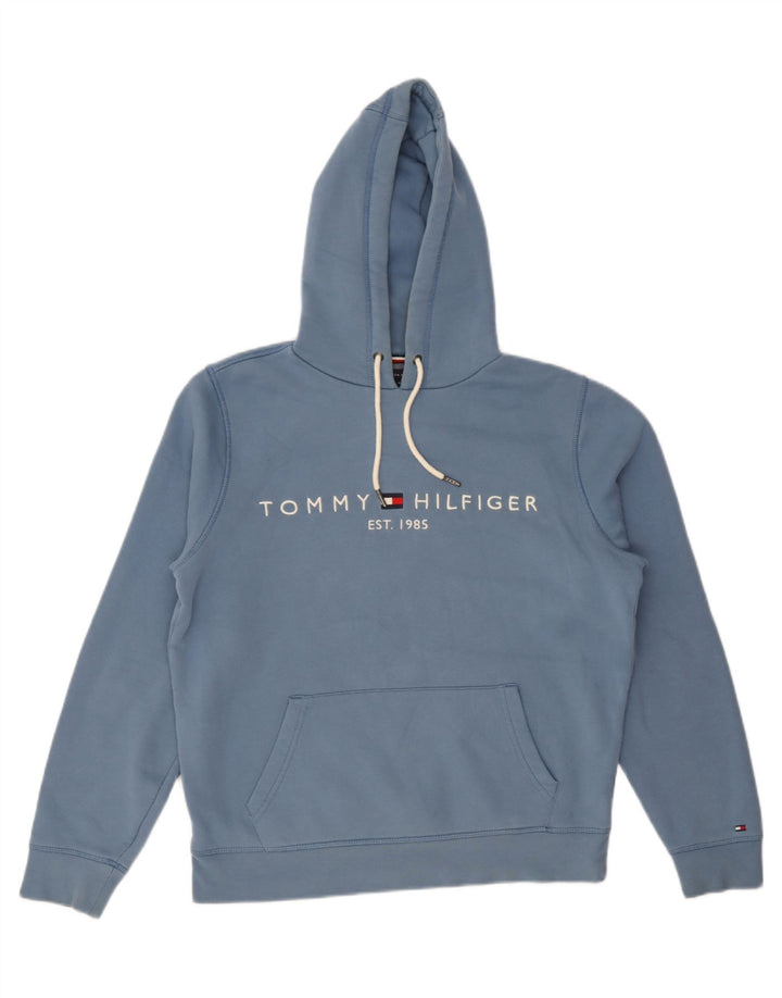 Мужской джемпер с капюшоном Tommy Hilfiger, хлопковый, средний синий
