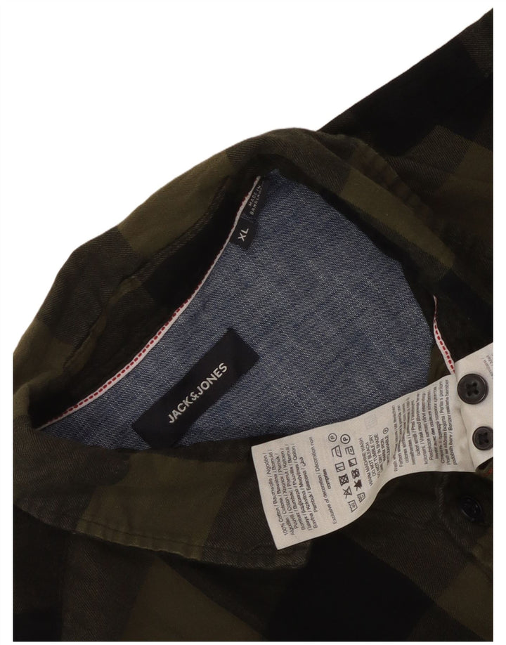 Мужская фланелевая рубашка Jack & Jones XL, цвет хаки, хлопок в клетку