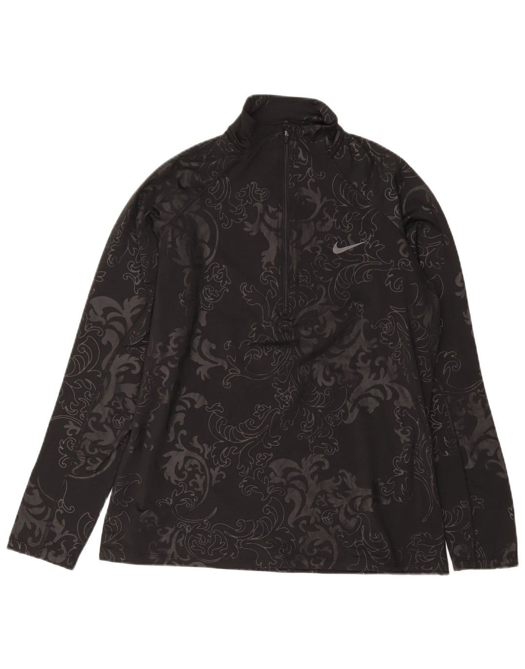 Женский спортивный пуловер с воротником на молнии NIKE Dri Fit UK 18 XL, черный с узором пейсли