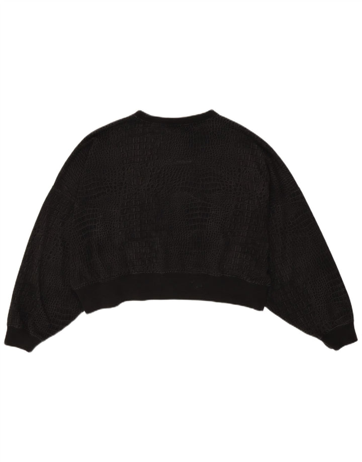 ADIDAS Womens Oversized Sweatshirt Jumper UK 12 Medium  Black Animal Print