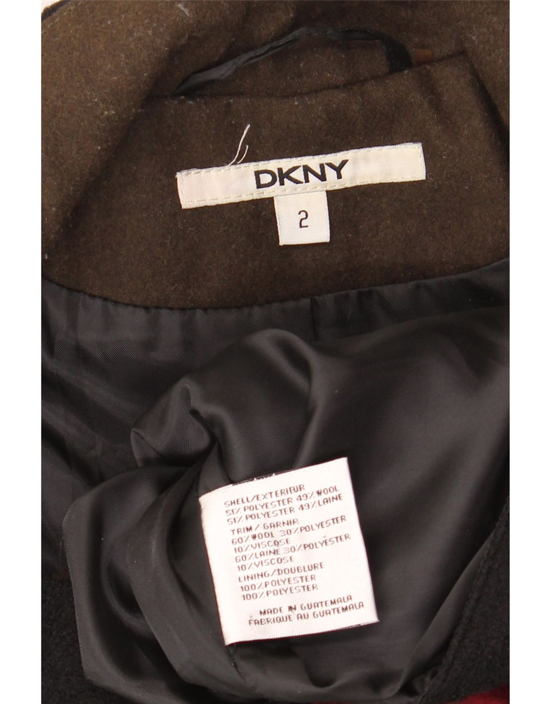 DKNY Womens Overcoat US 2 XS Black Polyester Vintage Dkny and Second-Hand Dkny from Messina Hembry 