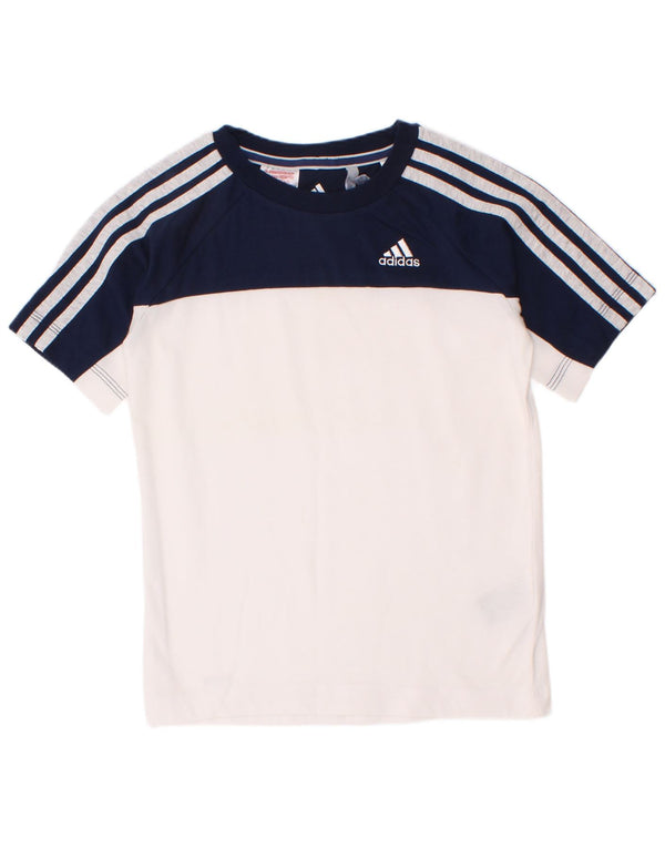 Футболка Adidas Climalite для мальчиков, топ 7–8 лет, белый хлопок с цветными блоками