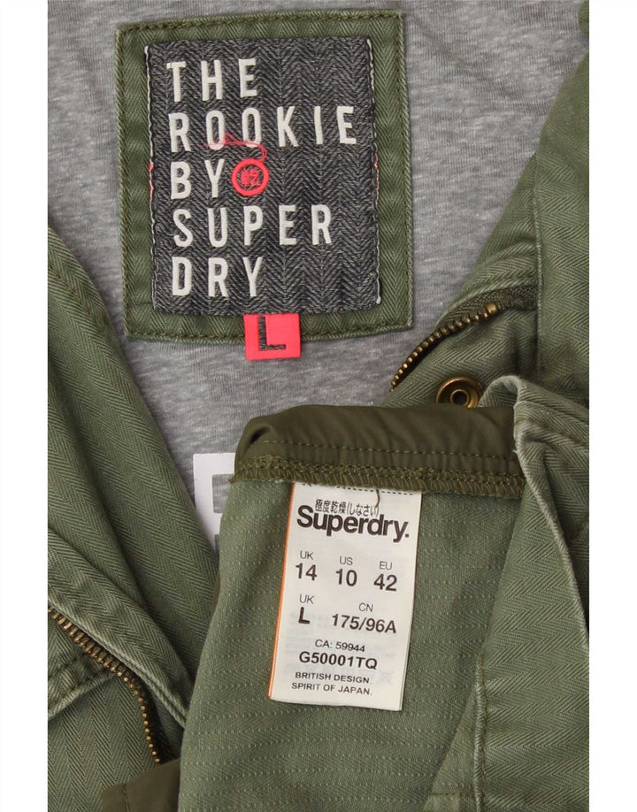 Женская куртка в стиле милитари Superdry UK 14, большая зеленая, хлопок