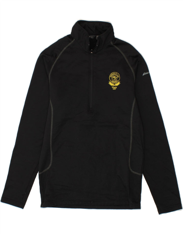 EDDIE BAUER Womens Zip Neck Pullover Tracksuit Top UK 14 Medium Black Vintage Eddie Bauer and Second-Hand Eddie Bauer from Messina Hembry 