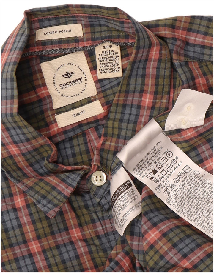 DOCKERS Мужская рубашка приталенного кроя, маленькая разноцветная клетка, хлопок