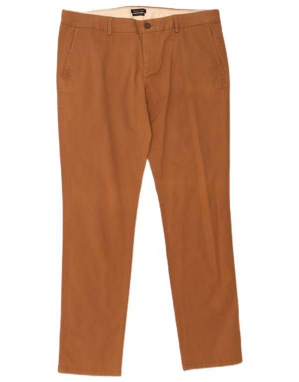 Massimo Dutti Womens Straight Chino Trousers EU 42 Large W32 L31 Brown
