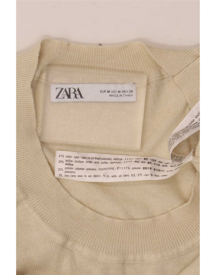 Женская блузка с коротким рукавом Zara UK 12 Medium Off White Nylon