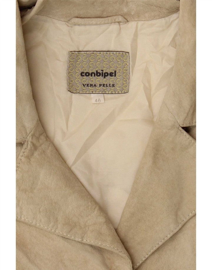 Женская замшевая куртка Conbipel IT 46, большая, бежевая кожаная
