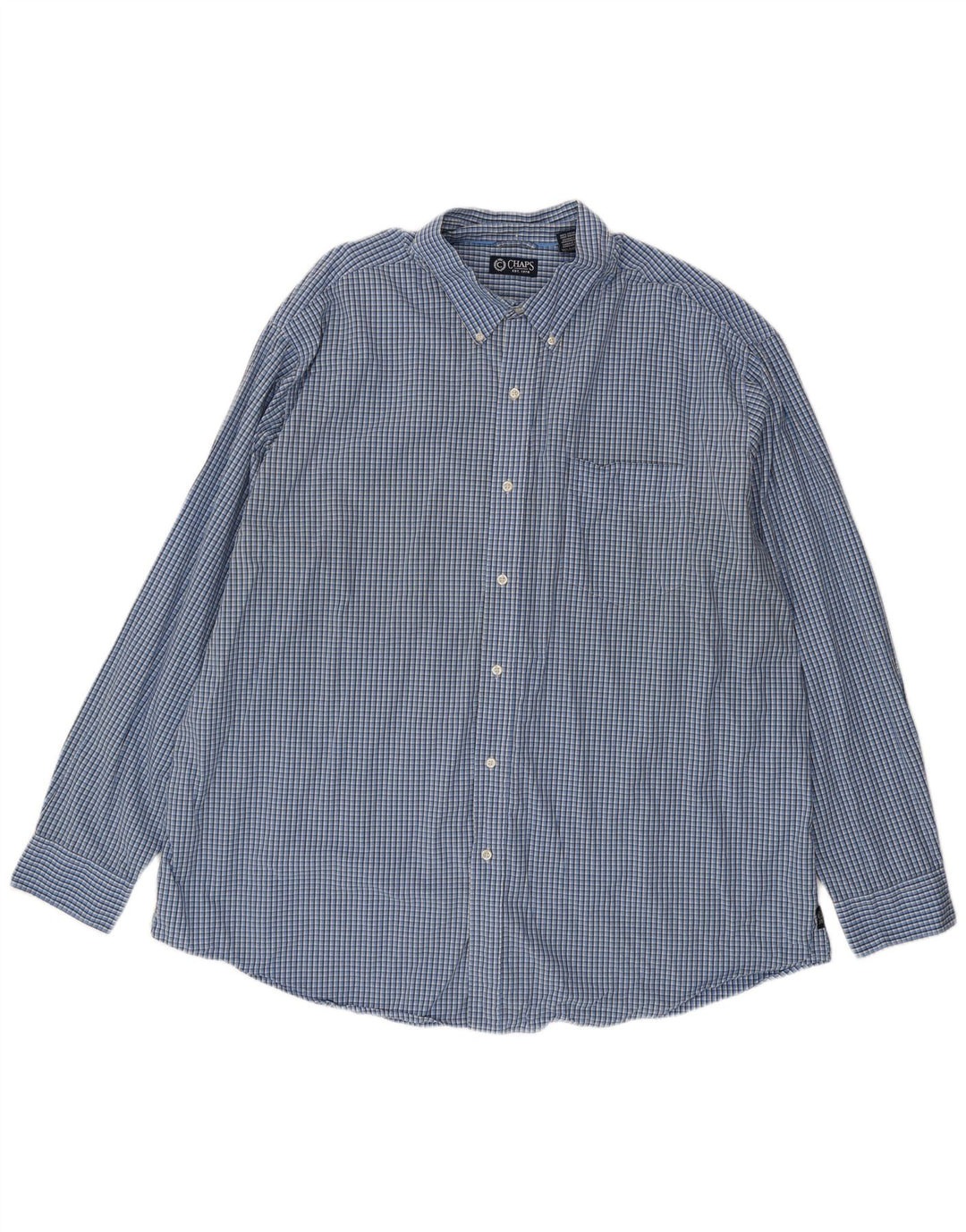Мужская рубашка Chaps 3XL, синяя, хлопок в мелкую клетку