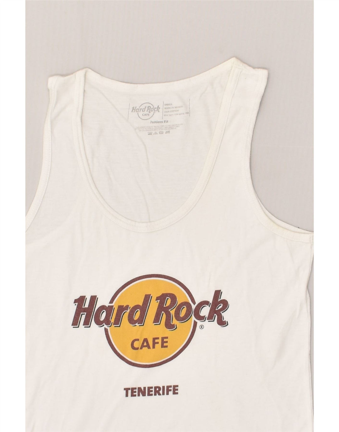 HARD ROCK CAFE Boys Tenerife Graphic Vest Top 6-7 Years Small White Cotton | Vintage Hard Rock Cafe | Thrift | Second-Hand Hard Rock Cafe | Used Clothing | Messina Hembry 