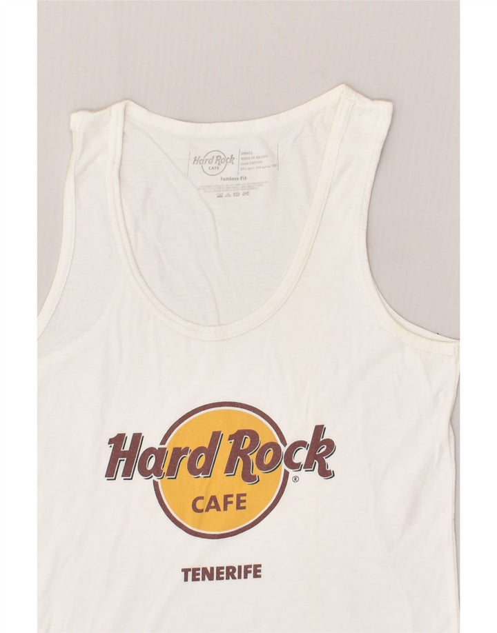 HARD ROCK CAFE Boys Tenerife Graphic Vest Top 6-7 Years Small White Cotton | Vintage Hard Rock Cafe | Thrift | Second-Hand Hard Rock Cafe | Used Clothing | Messina Hembry 