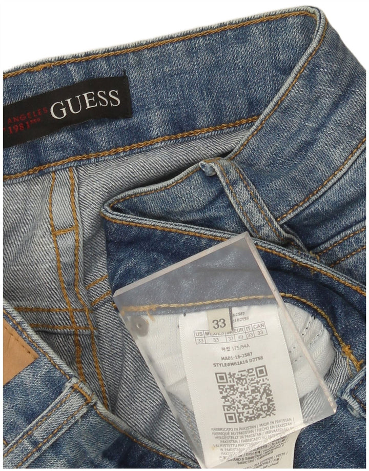 Мужские потертые узкие джинсы Guess W33 L32, синие, хлопок