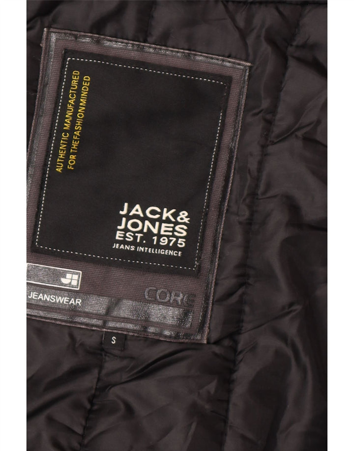 Мужская куртка-бомбер Jack & Jones с капюшоном UK 36, маленькая, черная, полиамид