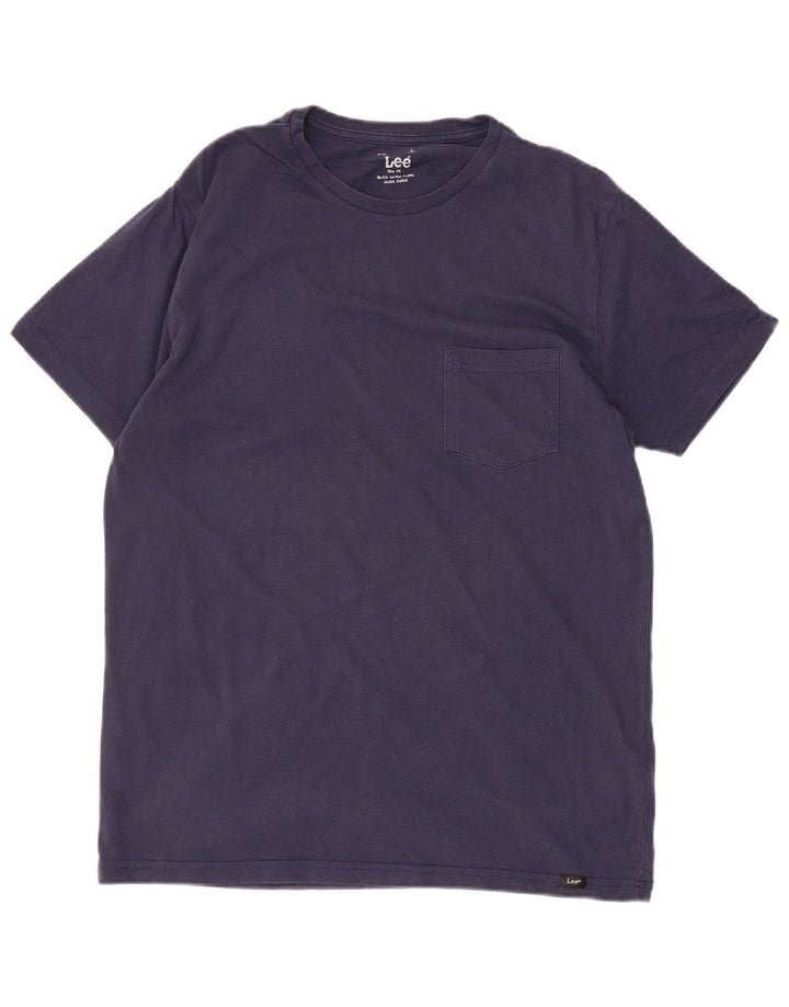 LEE Mens Slim Fit T-Shirt Top Large Navy Blue Cotton