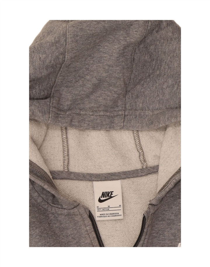 NIKE Boys Zip Hoodie Sweater 10-11 Years Medium Grey Cotton Vintage Nike and Second-Hand Nike from Messina Hembry 