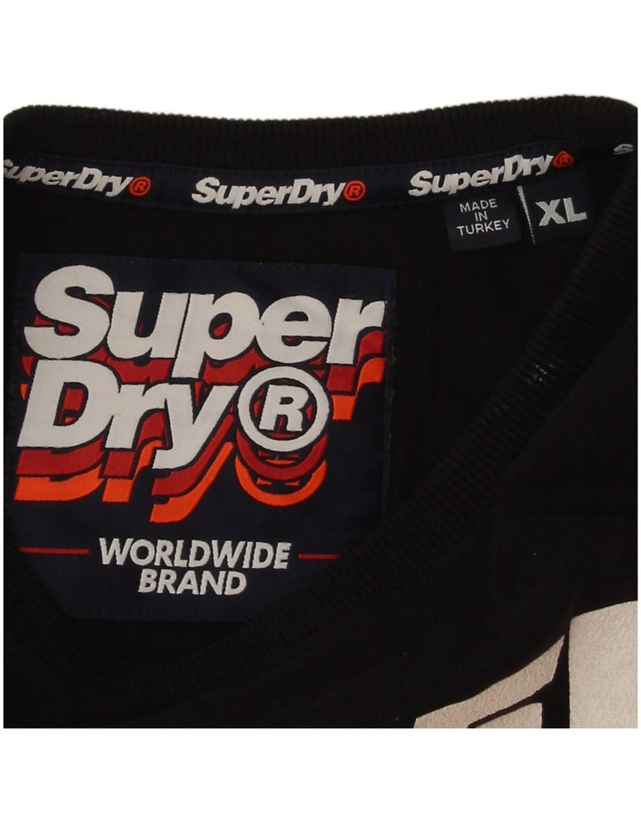 Женский топ с рисунком Superdry с длинным рукавом UK 18 XL, черный хлопок