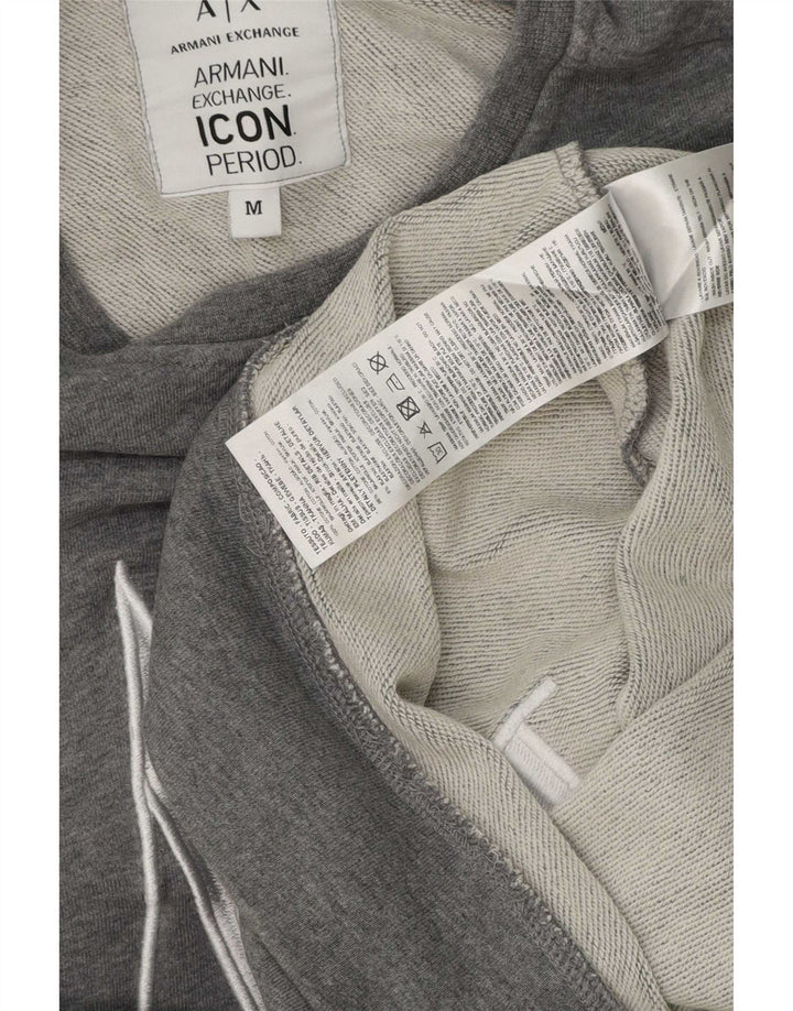Мужской свитшот с рисунком Armani Exchange, хлопковый джемпер среднего серого цвета