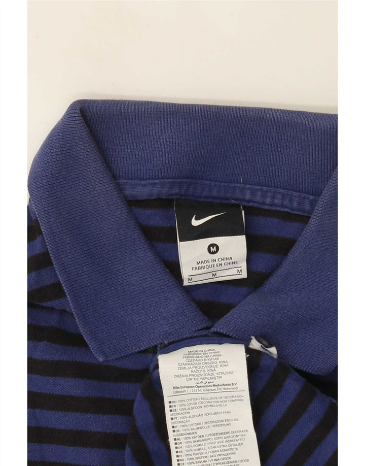 Мужская рубашка-поло Nike Inter Milan среднего размера, темно-синяя хлопковая полоска