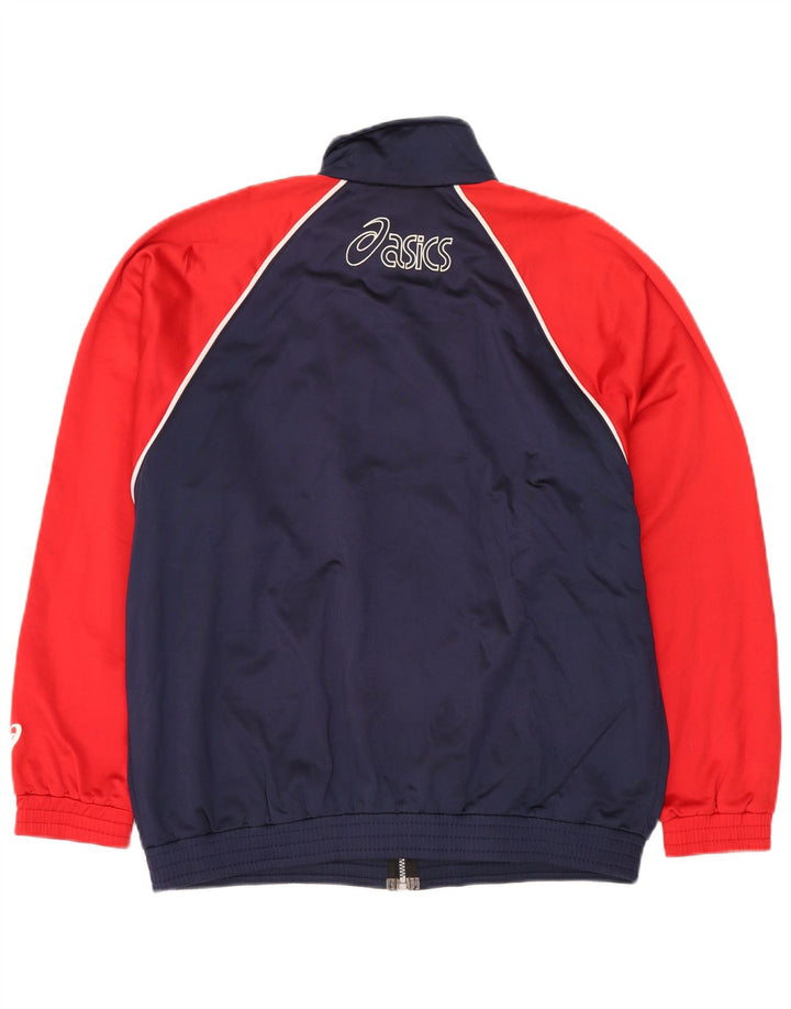 Мужской спортивный костюм ASICS с графическим рисунком, верхняя куртка, средний темно-синий, с цветными блоками