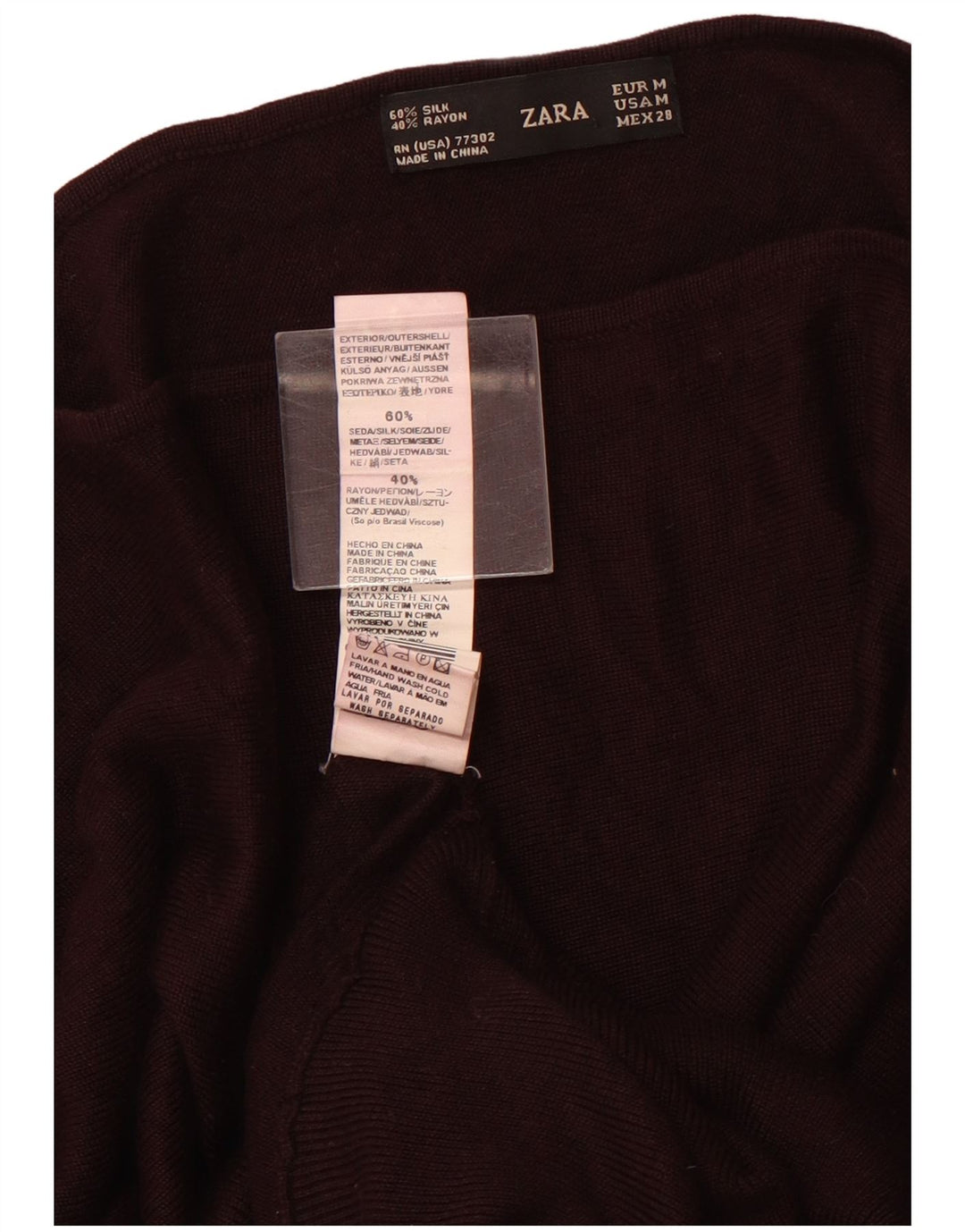 Женский свитер с вырезом «лодочка» ZARA UK 12, средний бордовый вискоза